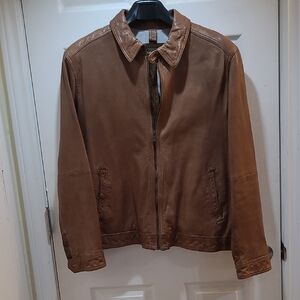 Danier Brown Leather Shirt Jacket for Men